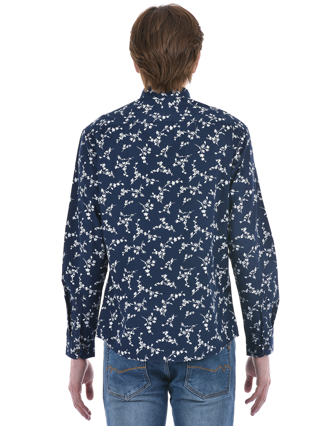 Numero Uno Men Floral Print Navy Shirt